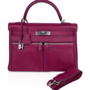 Hermes Limited Edition Kelly 32 Lakis Bag Tosca Swift Leather with Palladium Hardware