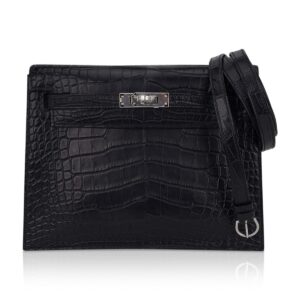 Hermes Limited Edition Kelly Danse Bag Matte Black Crocodile
