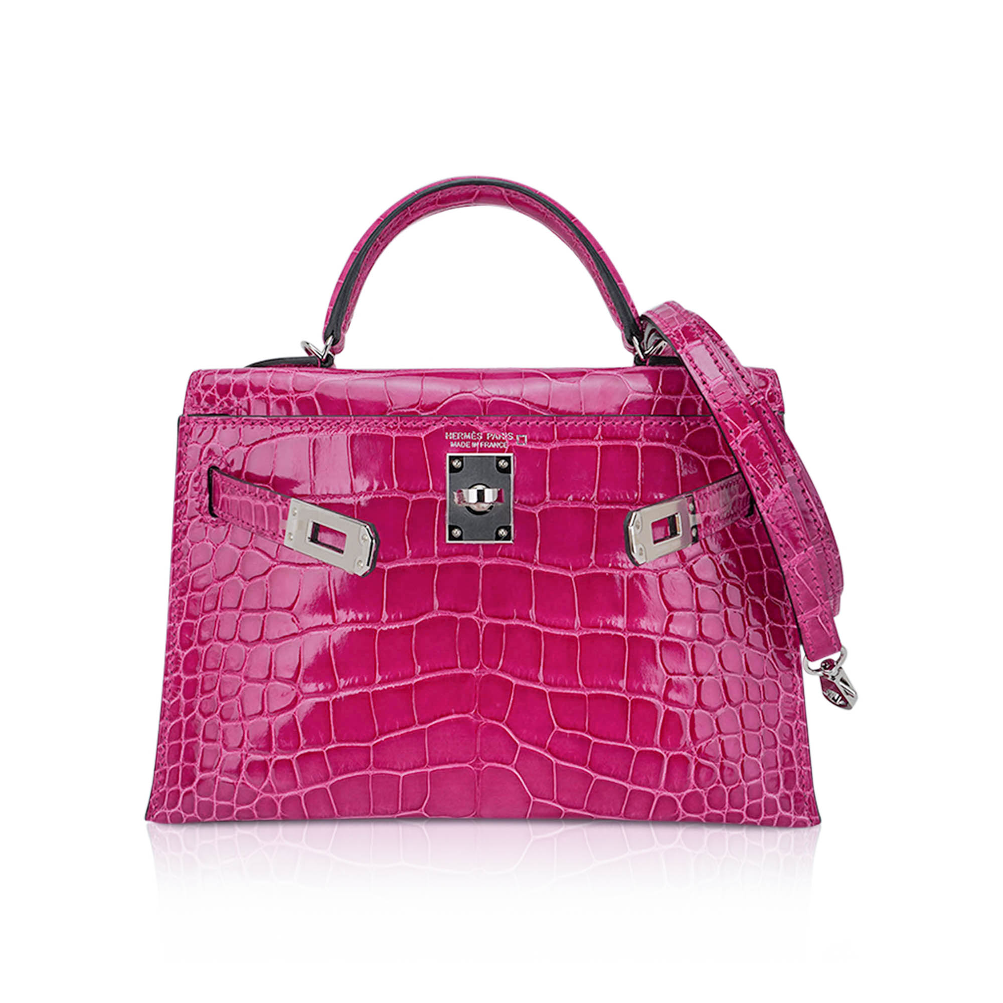 Hermès Mini Kelly 20 Sellier Rose Scheherazade Alligator Palladium Hardware – Limited Edition Hermes Limited Edition Mini Kelly 20 Sellier Rose Scheherazade Alligator Bag Palladium Hardware - view 3