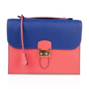 Hermes Limited Edition Special Order HSS Sac a Depeches 27 Bag Electric Blue & Rose Jaipur Epsom with Gold Hardware