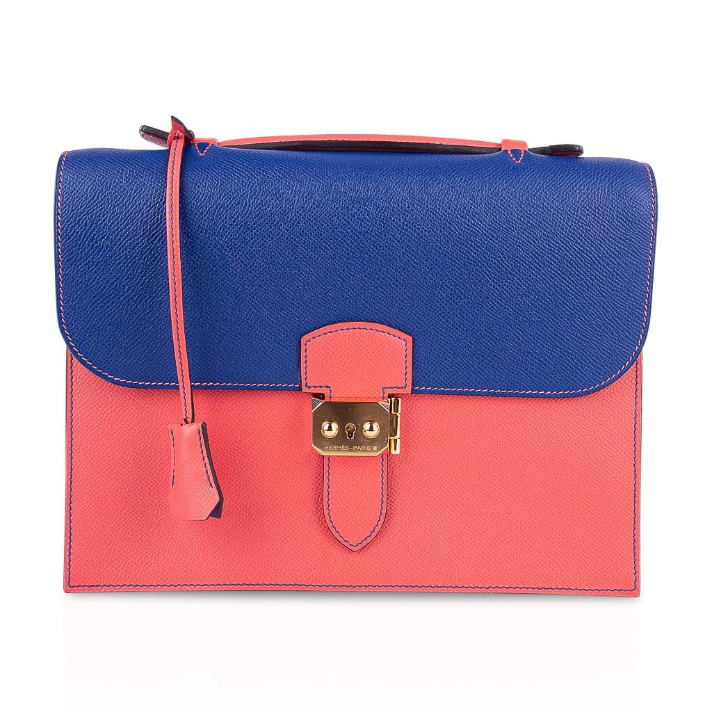 Hermès Special Order HSS Sac a Depeches 27 Electric Blue and Rose Jaipur Epsom with Gold Hardware – Limited Edition Hermes Limited Edition Special Order HSS Sac a Depeches 27 Bag Electric Blue & Rose Jaipur Epsom with Gold Hardware