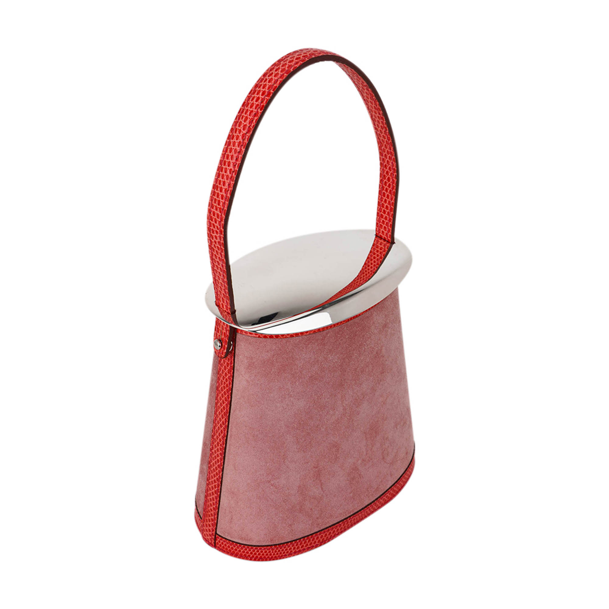 Hermès Stromboli Rose Indien Doblis Rose Azalee Lizard with Sterling Silver Lid – Limited Edition Hermes Limited Edition Stromboli Bag Rose Indien Doblis Rose Azalee Lizard with Sterling Silver Lid - View 2