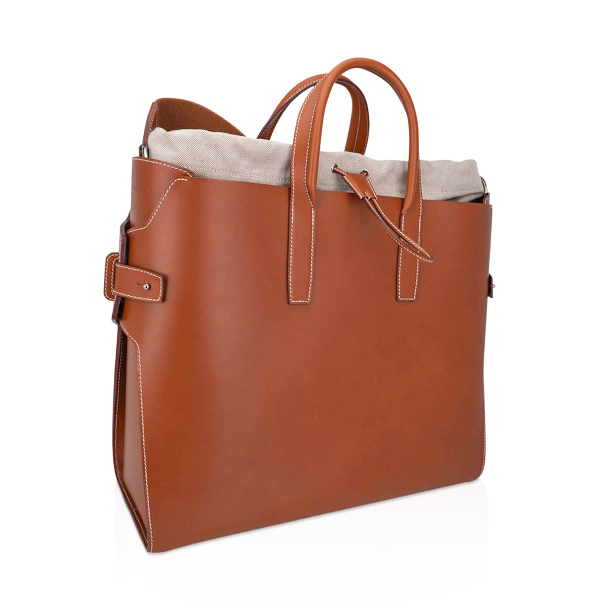Hermès Cristobal Cabacity 45 Tote Fauve Vache Hunter Leather Removeable Toile with Palladium Hardware – Limited Edition Hermes Limited Edition Cristobal Cabacity 45 Tote Fauve Vache Hunter Leather Removeable Toile Bag with Palladium Hardware - view 2