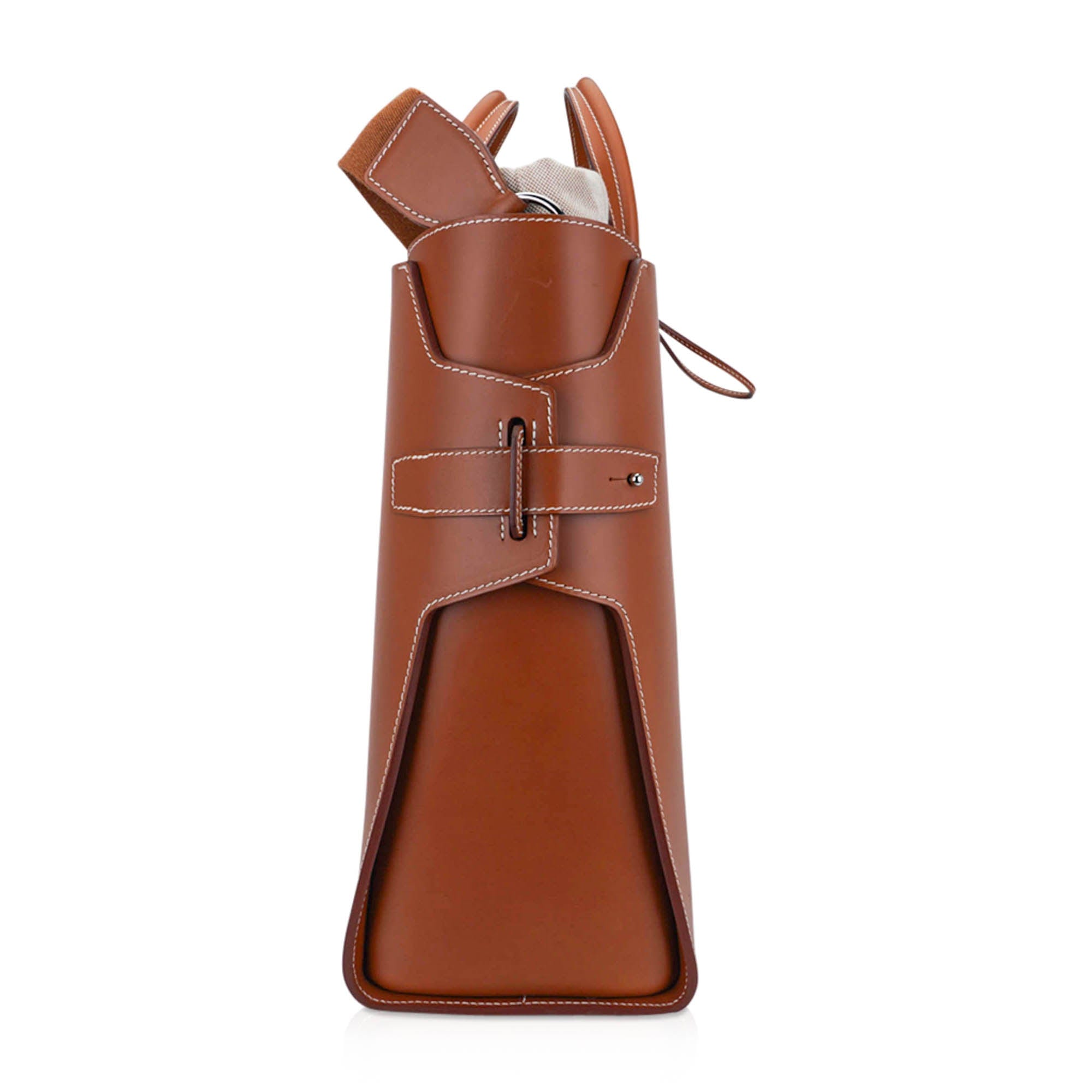 Hermès Cristobal Cabacity 45 Tote Fauve Vache Hunter Leather Removeable Toile with Palladium Hardware – Limited Edition Hermes Limited Edition Cristobal Cabacity 45 Tote Fauve Vache Hunter Leather Removeable Toile Bag with Palladium Hardware - view 10