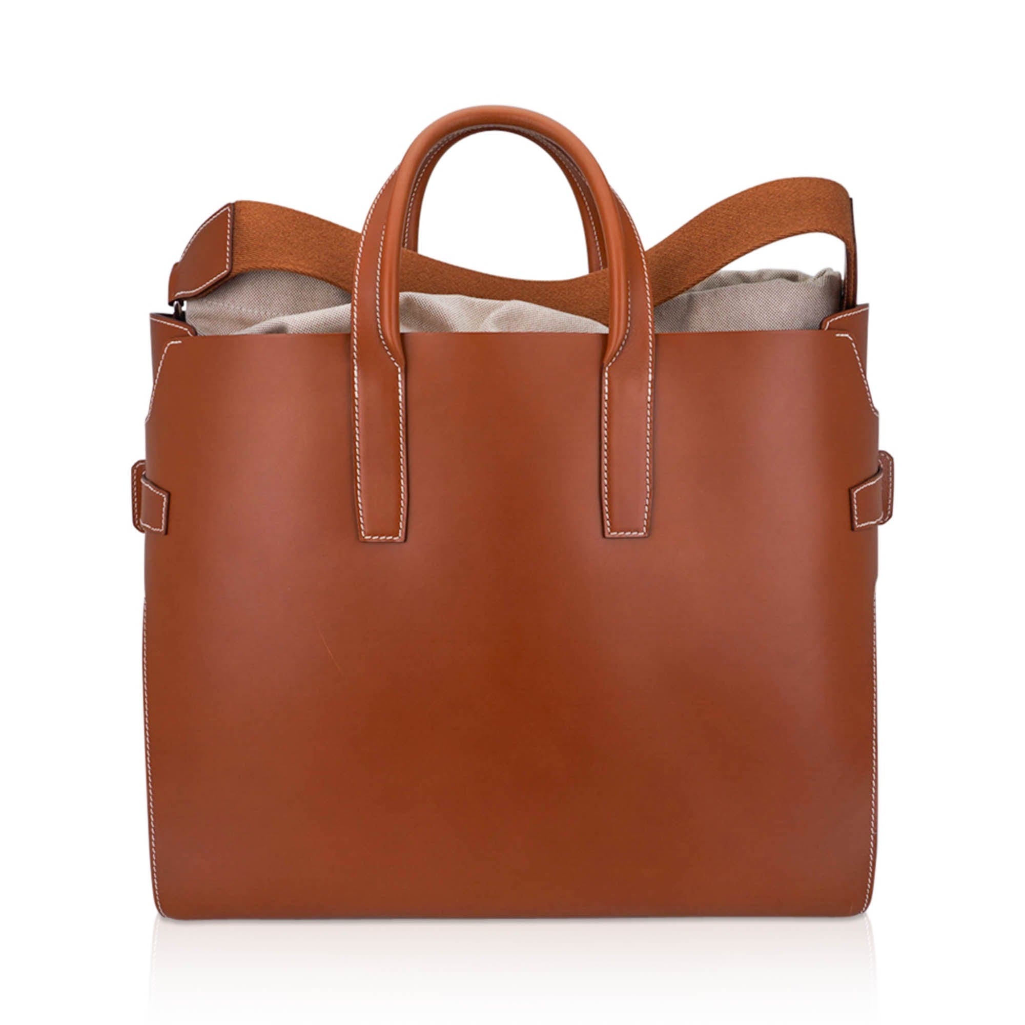 Hermès Cristobal Cabacity 45 Tote Fauve Vache Hunter Leather Removeable Toile with Palladium Hardware – Limited Edition Hermes Limited Edition Cristobal Cabacity 45 Tote Fauve Vache Hunter Leather Removeable Toile Bag with Palladium Hardware - view 12