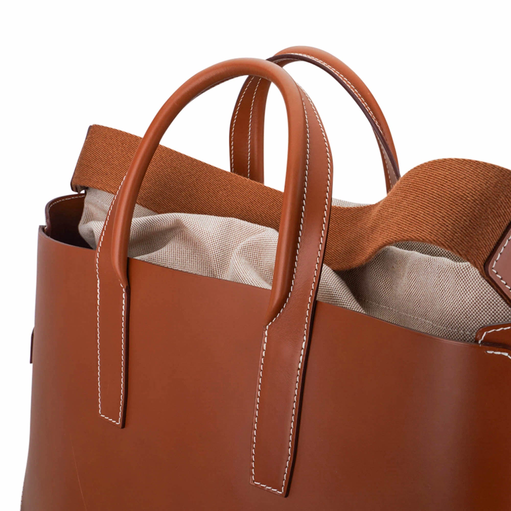 Hermès Cristobal Cabacity 45 Tote Fauve Vache Hunter Leather Removeable Toile with Palladium Hardware – Limited Edition Hermes Limited Edition Cristobal Cabacity 45 Tote Fauve Vache Hunter Leather Removeable Toile Bag with Palladium Hardware - view 13