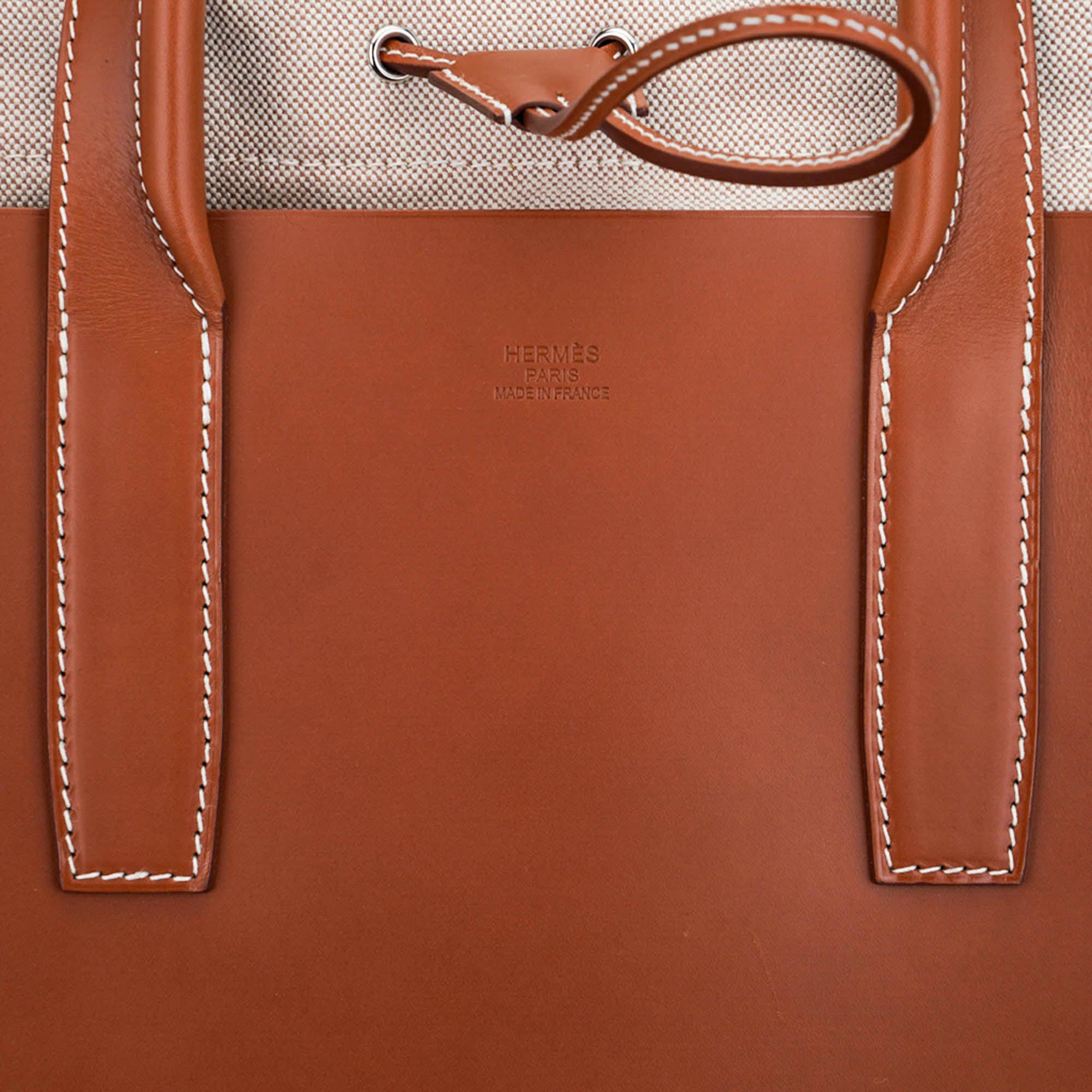 Hermès Cristobal Cabacity 45 Tote Fauve Vache Hunter Leather Removeable Toile with Palladium Hardware – Limited Edition Hermes Limited Edition Cristobal Cabacity 45 Tote Fauve Vache Hunter Leather Removeable Toile Bag with Palladium Hardware - view 16