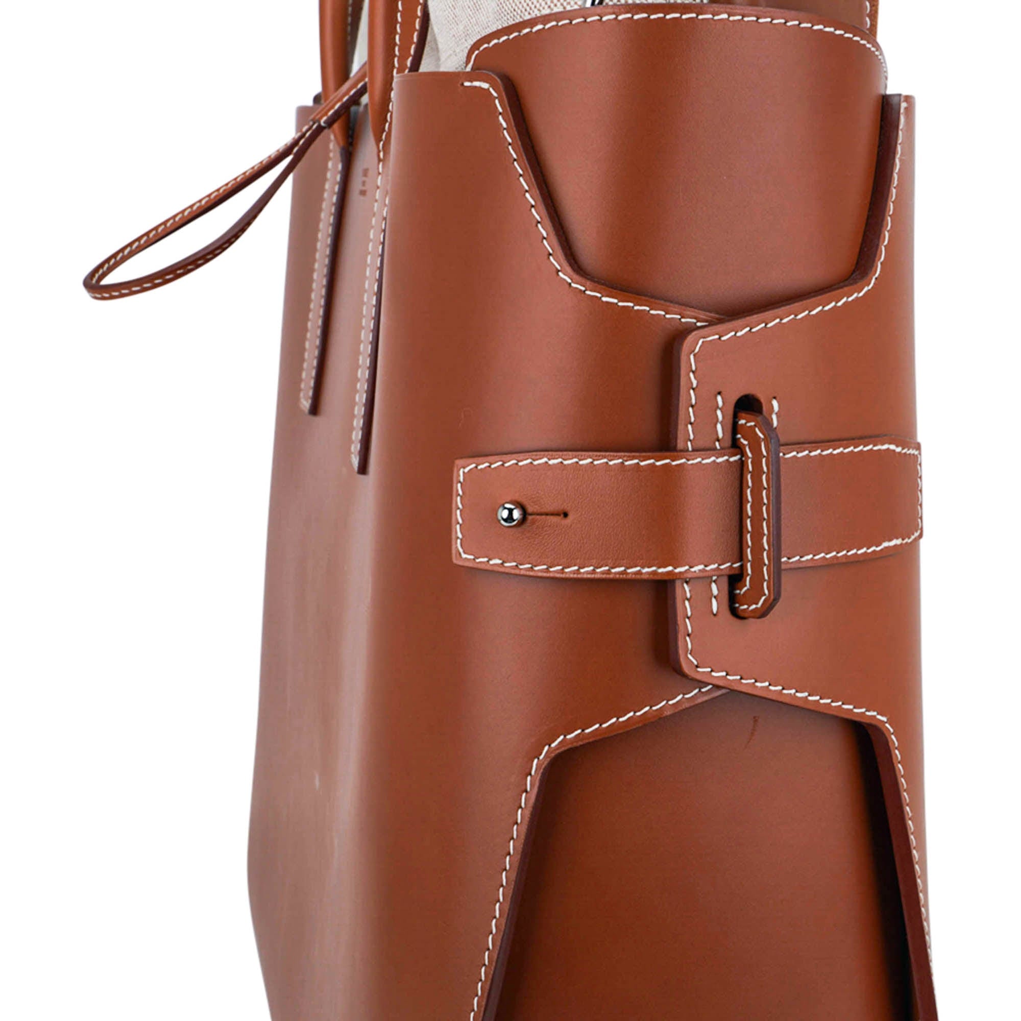 Hermès Cristobal Cabacity 45 Tote Fauve Vache Hunter Leather Removeable Toile with Palladium Hardware – Limited Edition Hermes Limited Edition Cristobal Cabacity 45 Tote Fauve Vache Hunter Leather Removeable Toile Bag with Palladium Hardware - view 6