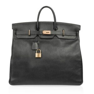 Hermes Limited Edition Vintage HAC Birkin 50 Bag Black Fjord Leather with Brass Hardware