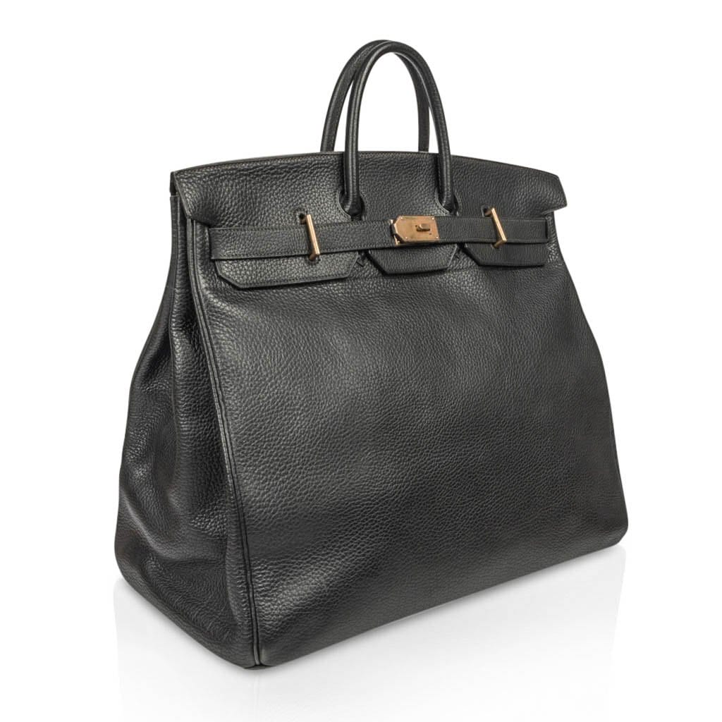 Hermès Vintage HAC Birkin 50 Black Fjord Leather with Brass Hardware – Limited Edition Hermes Limited Edition Vintage HAC Birkin 50 Bag Black Fjord Leather with Brass Hardware - View 2