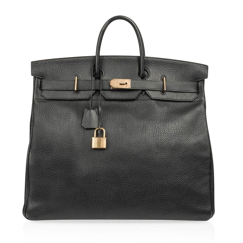 Hermès Vintage HAC Birkin 50 Black Fjord Leather with Brass Hardware – Limited Edition Hermes Limited Edition Vintage HAC Birkin 50 Bag Black Fjord Leather with Brass Hardware