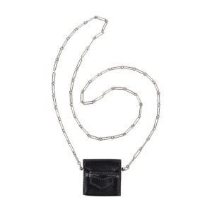 Hermes Micro Sac Limited Edition Noir 46 MM Noir Villandry Paper Clip Chain Bag Palladium Hardware