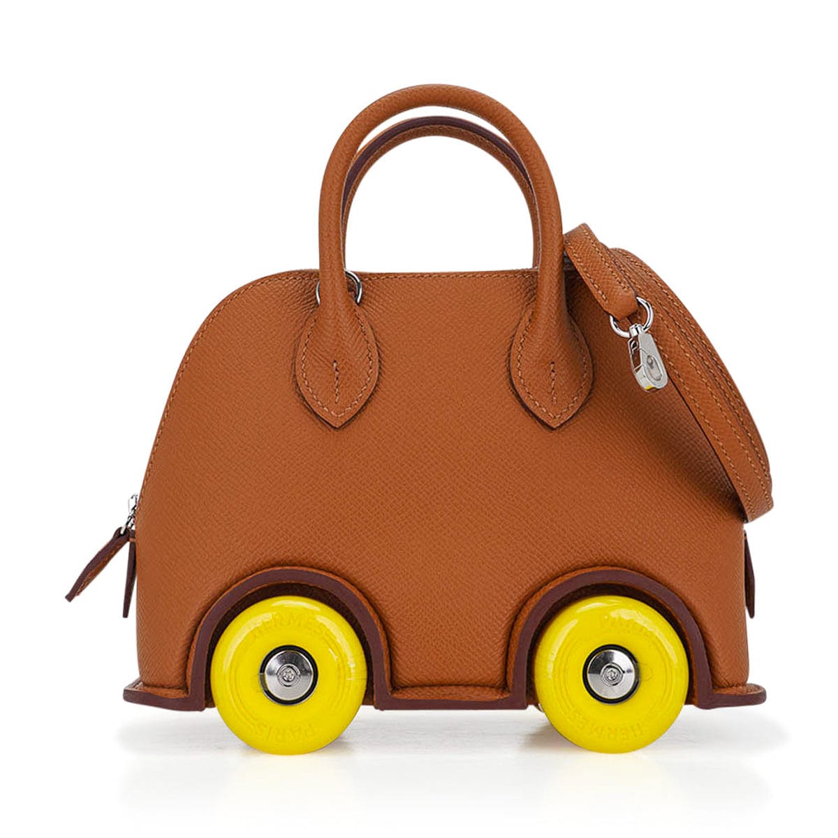Hermès Mini Bolide 1923 on Wheels Gold Togo Leather with Palladium Hardware – Limited Edition Hermes Limited Edition Mini Bolide 1923 Bag On Wheels Gold Togo Leather with Palladium Hardware