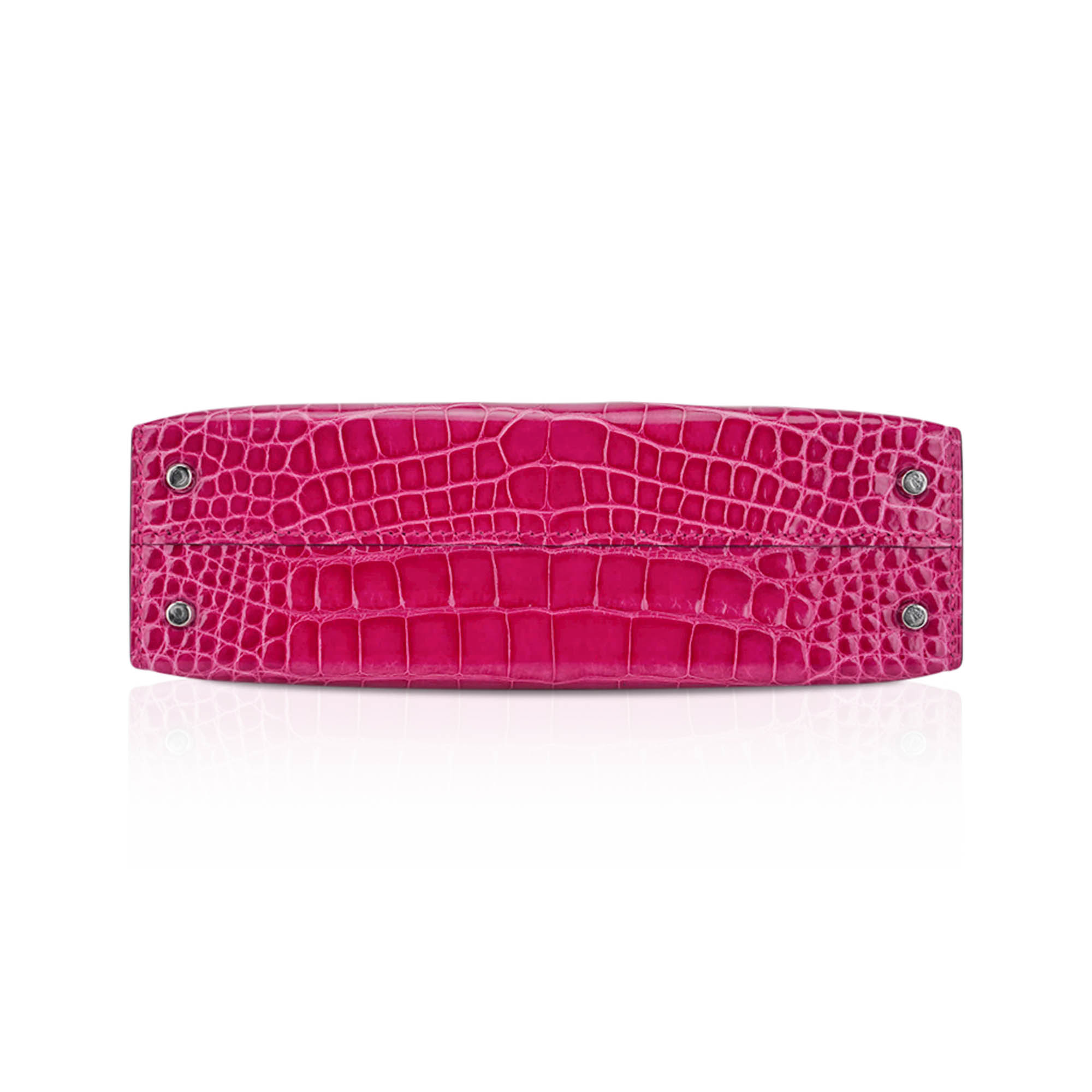 Hermès Mini Kelly 20 Sellier Rose Scheherazade Alligator Palladium Hardware – Limited Edition Hermes Limited Edition Mini Kelly 20 Sellier Rose Scheherazade Alligator Bag Palladium Hardware - view 11