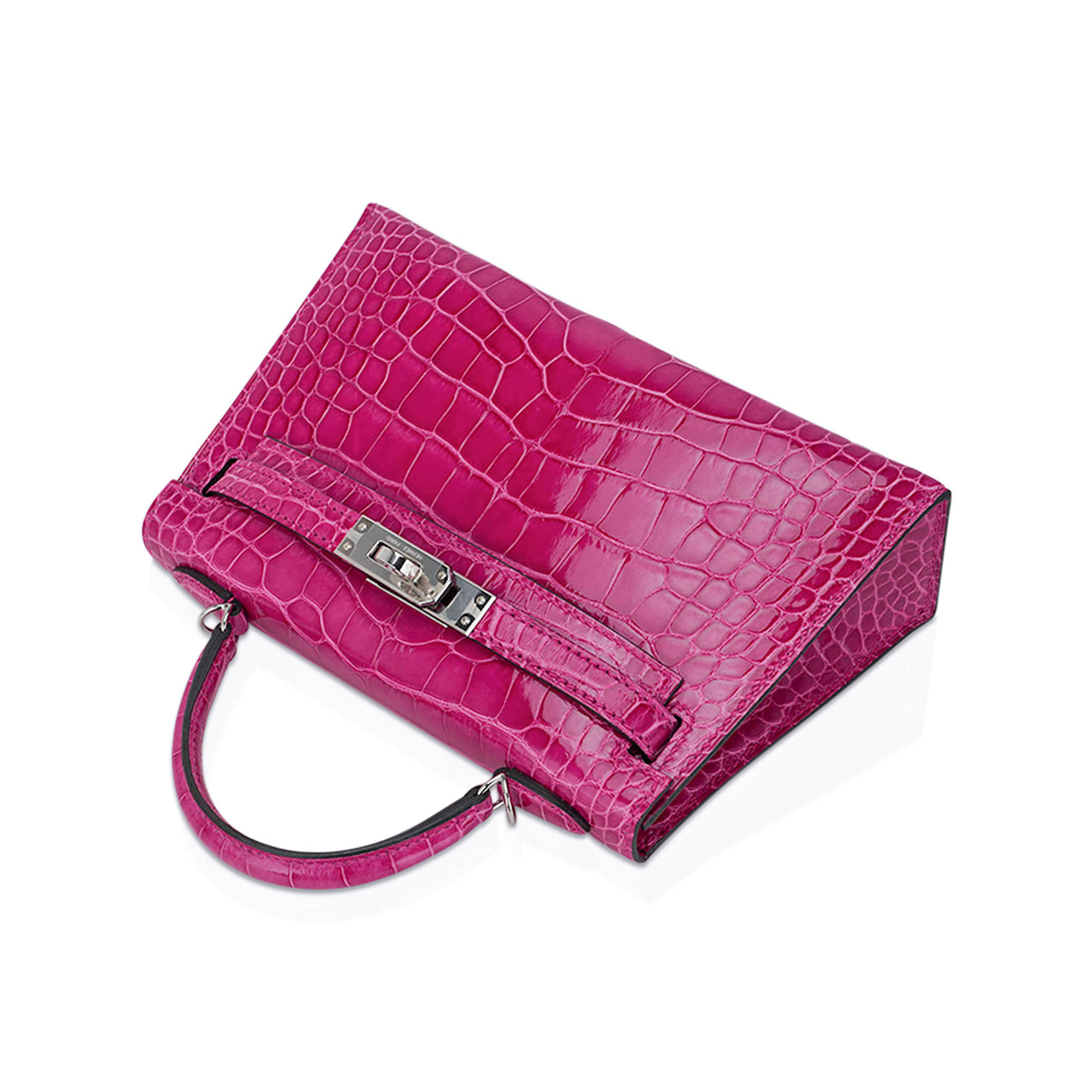 Hermès Mini Kelly 20 Sellier Rose Scheherazade Alligator Palladium Hardware – Limited Edition Hermes Limited Edition Mini Kelly 20 Sellier Rose Scheherazade Alligator Bag Palladium Hardware - view 8