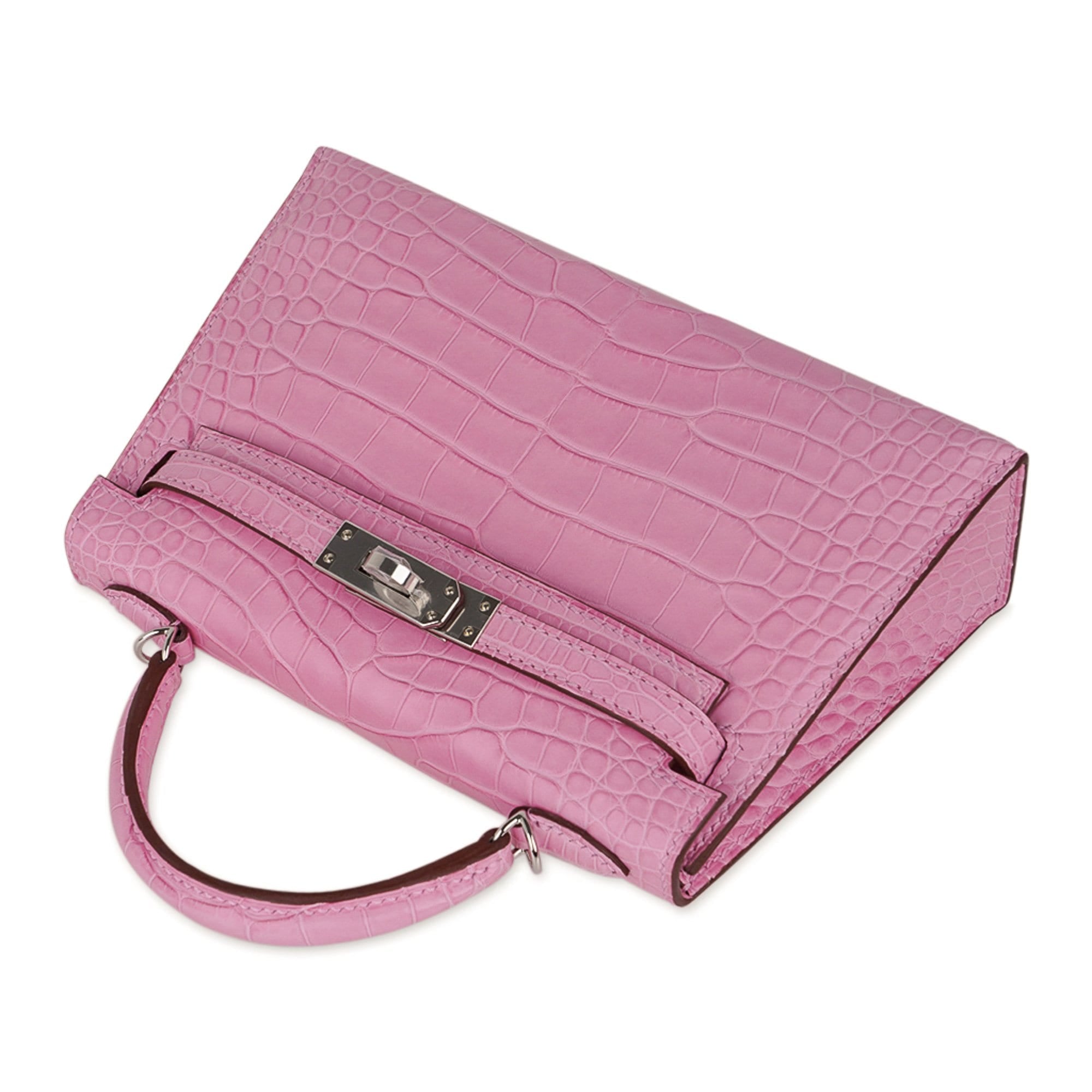 Hermès Kelly 20 Mini Sellier 5P Pink Matte Alligator Palladium – Limited Edition Hermes Kelly 20 Mini Sellier Bag 5P Pink Matte Alligator Palladium Limited Edition - view 5