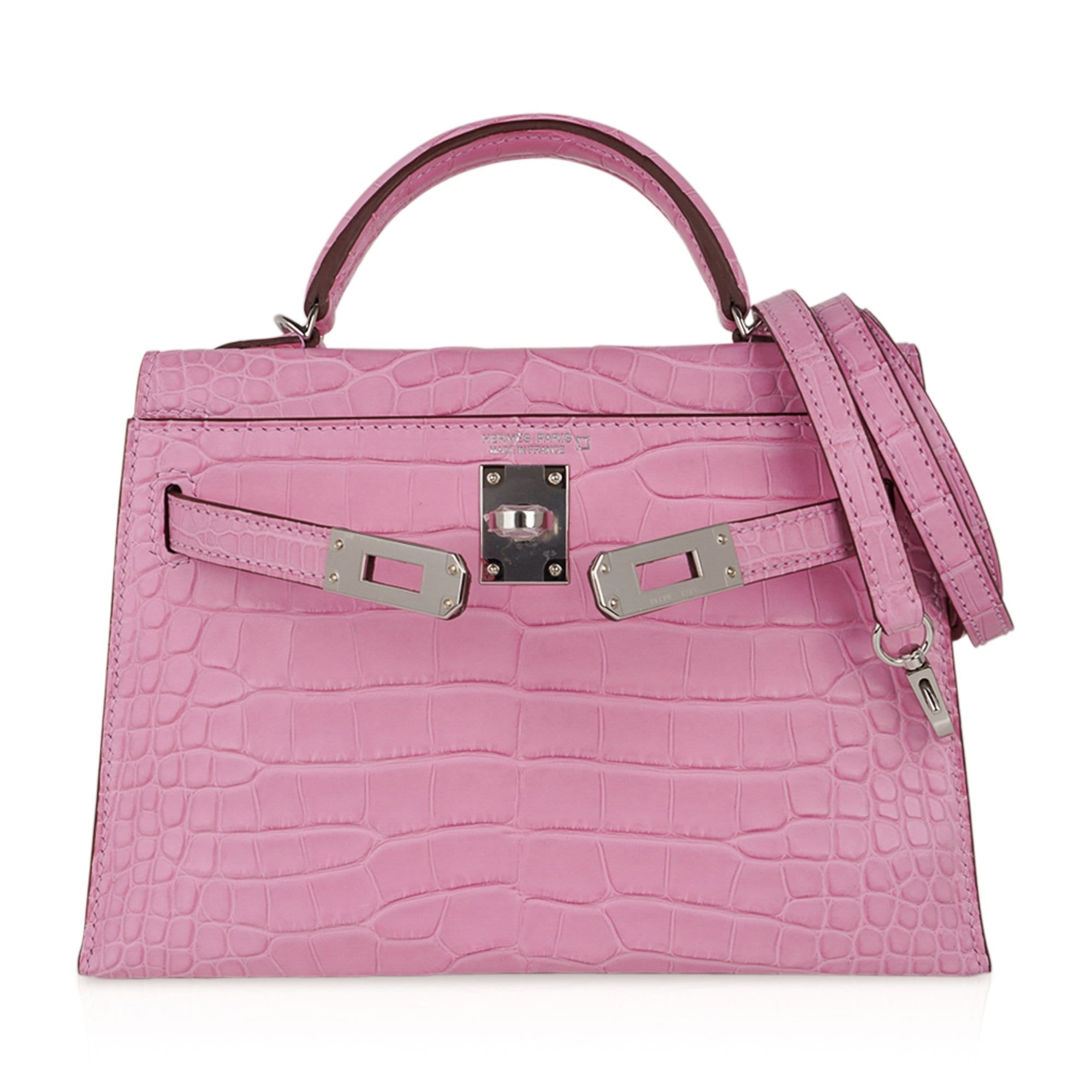 Hermès Kelly 20 Mini Sellier 5P Pink Matte Alligator Palladium – Limited Edition Hermes Kelly 20 Mini Sellier Bag 5P Pink Matte Alligator Palladium Limited Edition - view 8