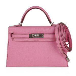 Hermes Mini Kelly 20 Sellier Bag in 5P Pink Bubblegum Epsom Leather with Palladium Hardware