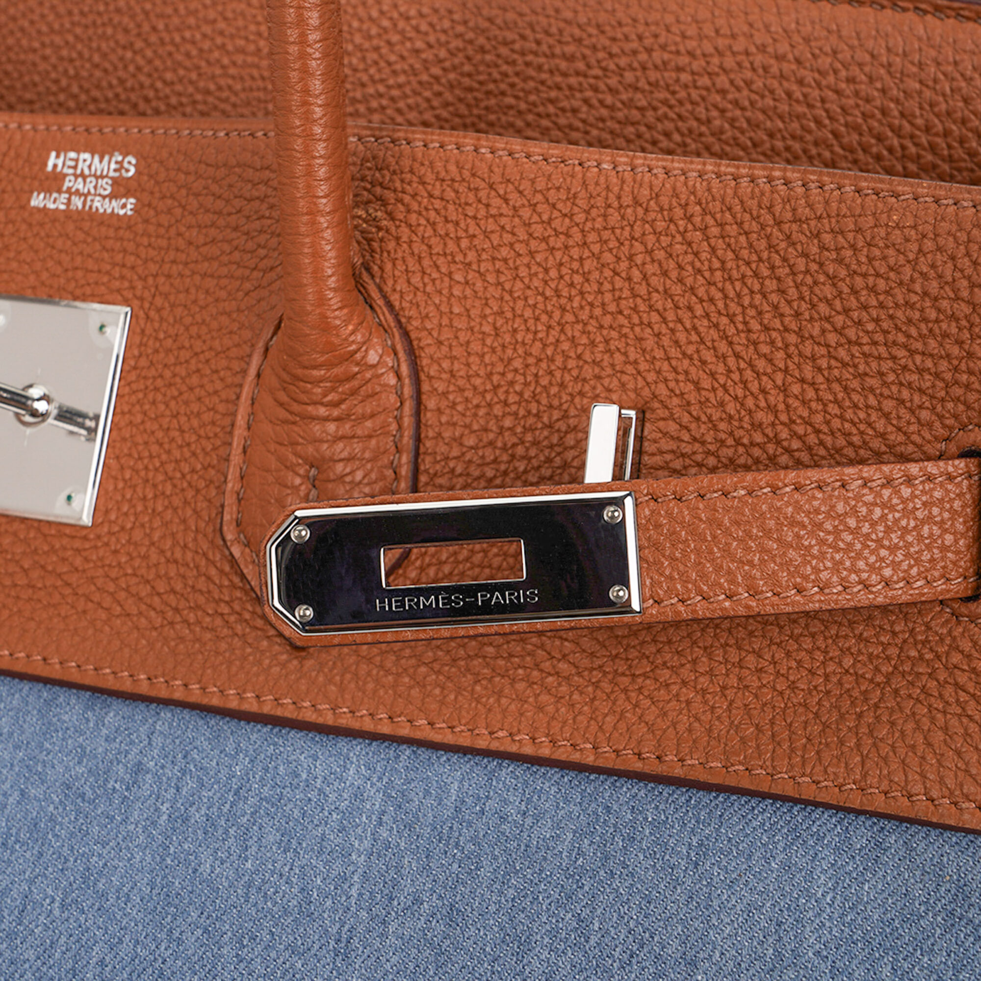Hermès Birkin 35 Vintage Gold Togo Blue Denim Palladium – Limited Edition Hermes Birkin 35 Vintage Gold Togo Blue Denim Palladium Limited Edition Rare - view 4