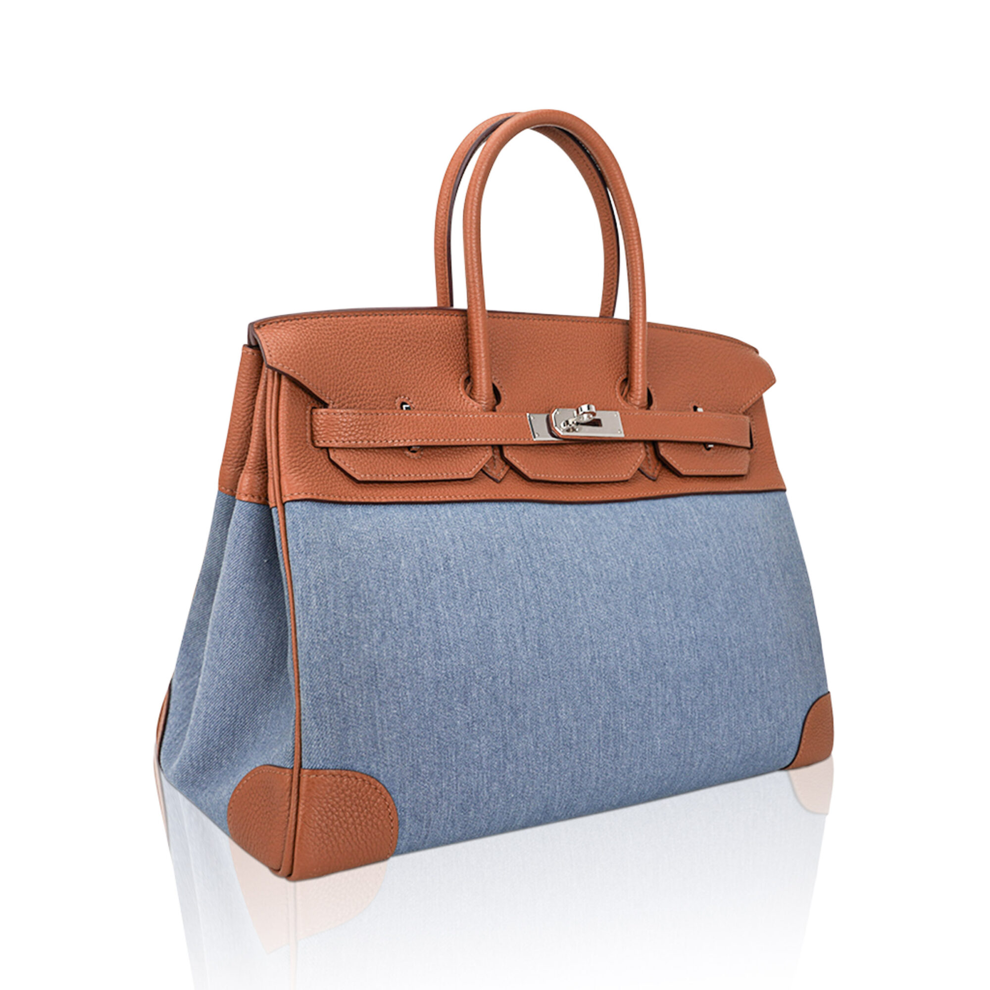 Hermès Birkin 35 Vintage Gold Togo Blue Denim Palladium – Limited Edition Hermes Birkin 35 Vintage Gold Togo Blue Denim Palladium Limited Edition Rare - view 2