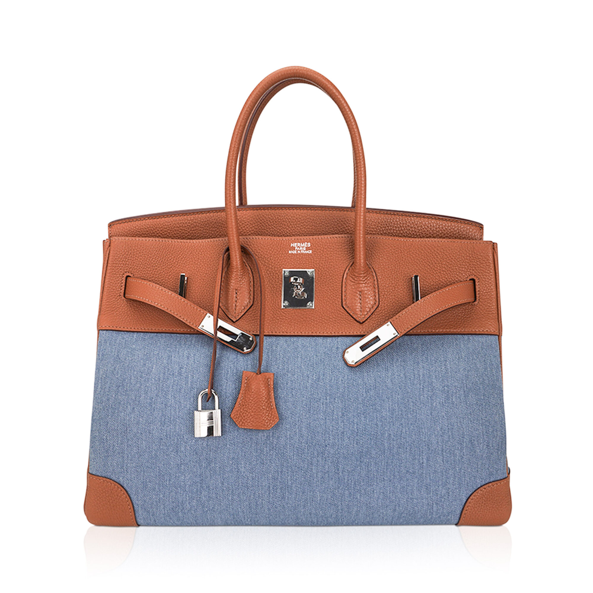 Hermès Birkin 35 Vintage Gold Togo Blue Denim Palladium – Limited Edition Hermes Birkin 35 Vintage Gold Togo Blue Denim Palladium Limited Edition Rare - view 3