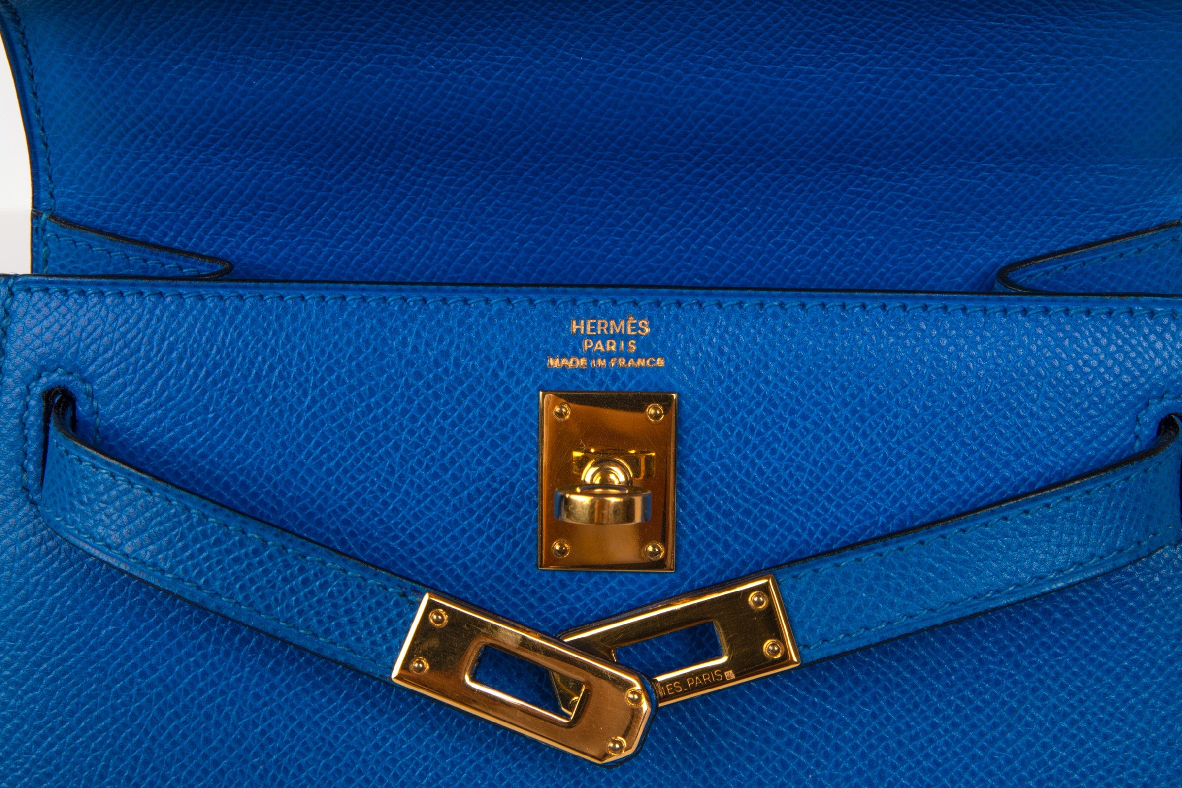 Hermès Vintage Kelly 20 Sellier Mini Blue de France Courchevel Gold Hardware Hermes Vintage Kelly 20 Sellier Mini Blue de France Courchevel Gold Hardware - View 2