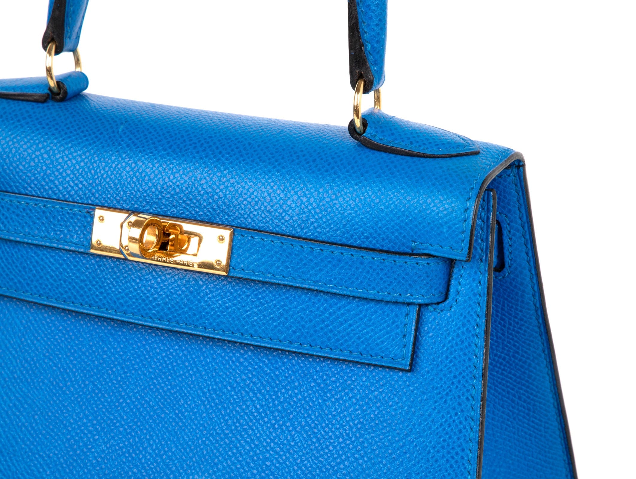 Hermès Vintage Kelly 20 Sellier Mini Blue de France Courchevel Gold Hardware Hermes Vintage Kelly 20 Sellier Mini Blue de France Courchevel Gold Hardware - View 5