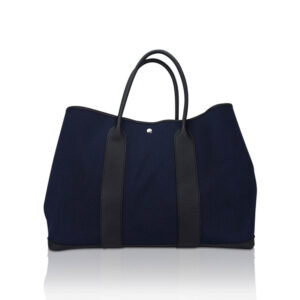 Hermes Garden Party Voyage 49 Bag Marine Canvas Black Vache Country Leather