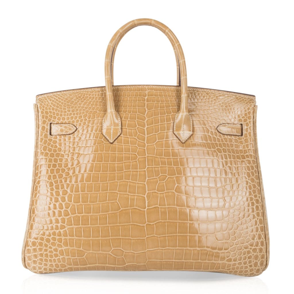 Hermès HSS Birkin 35 Poussiere la Rosee Porosus Crocodile with Palladium Hardware – Limited Edition Hermes Limited Edition HSS Birkin 35 Bag Poussiere La Rosee Porosus Crocodile with Palladium Hardware - view 11