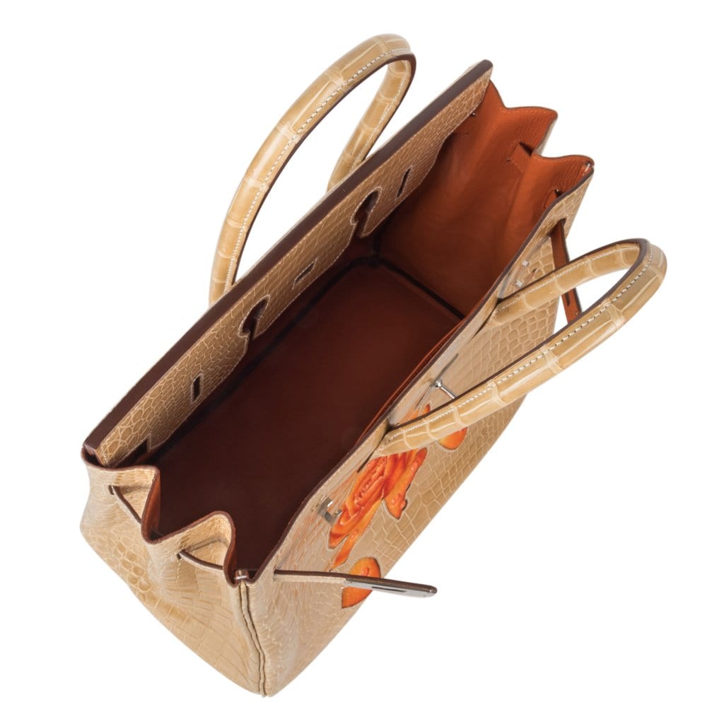 Hermès HSS Birkin 35 Poussiere la Rosee Porosus Crocodile with Palladium Hardware – Limited Edition Hermes Limited Edition HSS Birkin 35 Bag Poussiere La Rosee Porosus Crocodile with Palladium Hardware - view 13