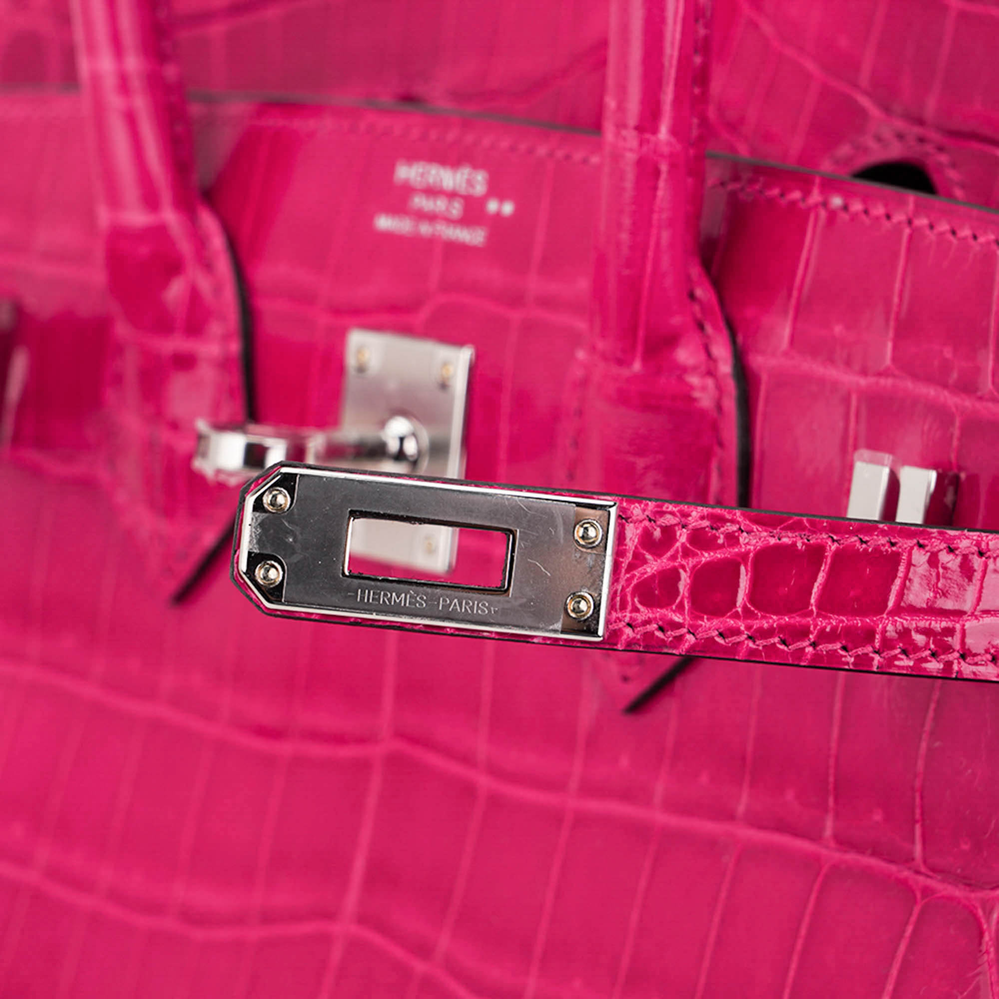 Hermès Birkin 25 Rose Mexico Crocodile with Palladium Hardware Hermes Birkin 25 Bag Rose Mexico Crocodile with Palladium Hardware - view 5