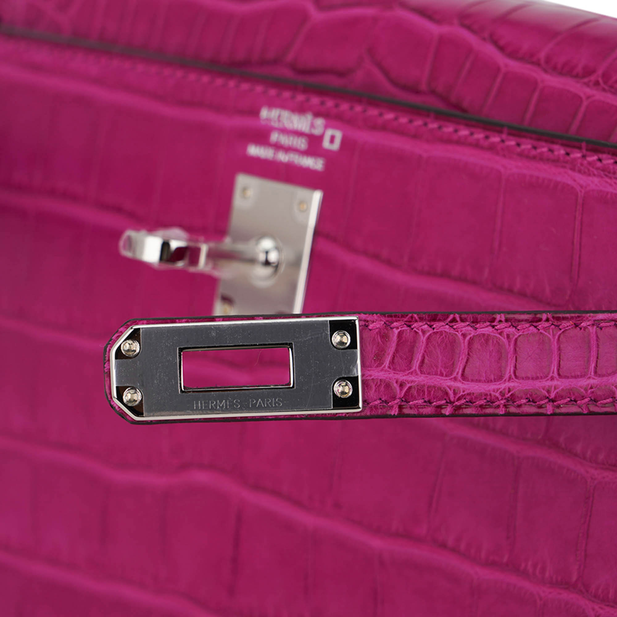 Hermès Kelly 25 Retourne Rose Scheherazade Matte Alligator with Palladium Hardware Hermes Kelly 25 Retourne Bag Rose Scheherazade Matte Alligator with Palladium Hardware - view 5