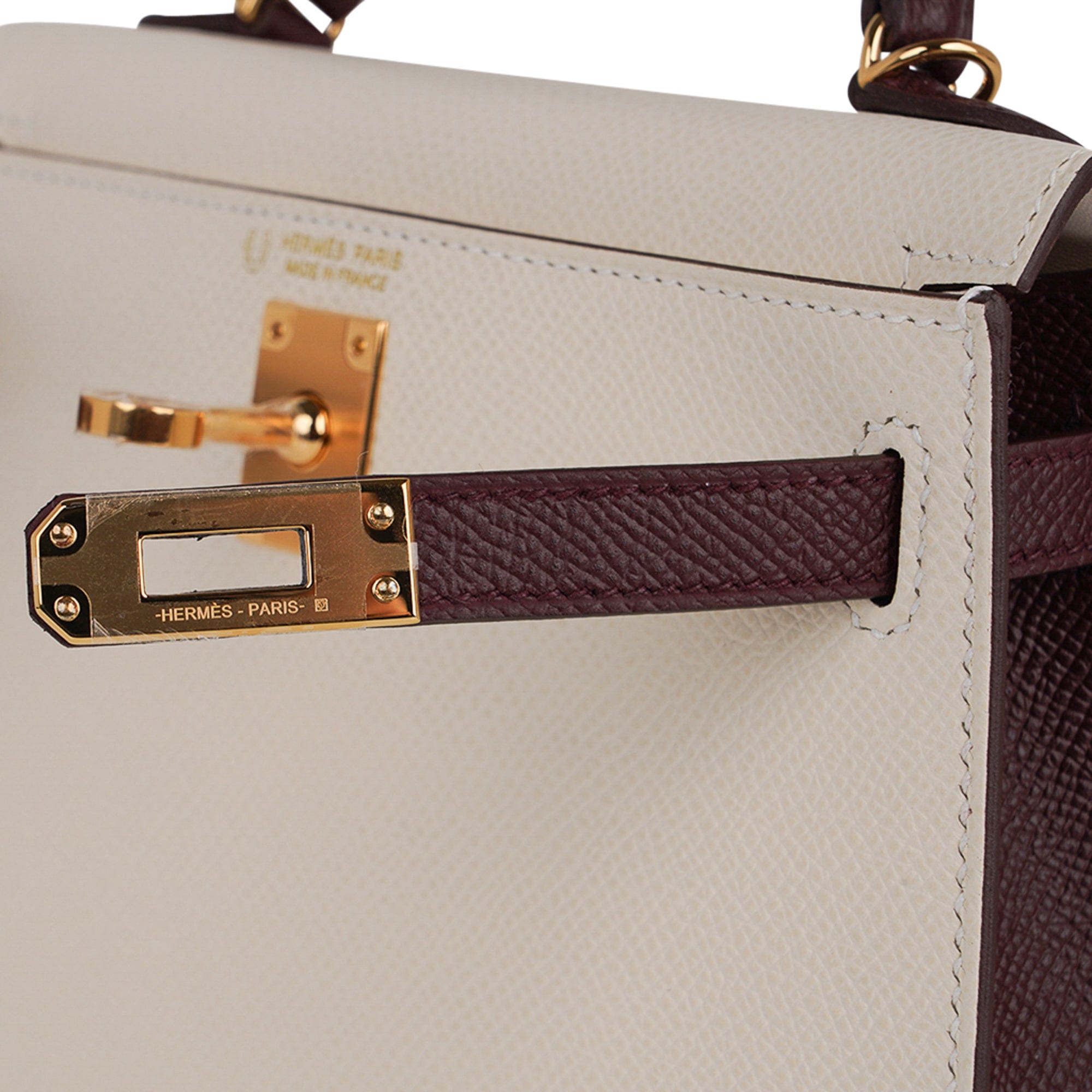 Hermès Special Order HSS Mini Kelly 20 Sellier Nata and Bordeaux Epsom Leather with Gold Hardware Hermes Special Order HSS Mini Kelly 20 Sellier Bag Nata & Bordeaux Epsom Leather with Gold Hardware - view 2