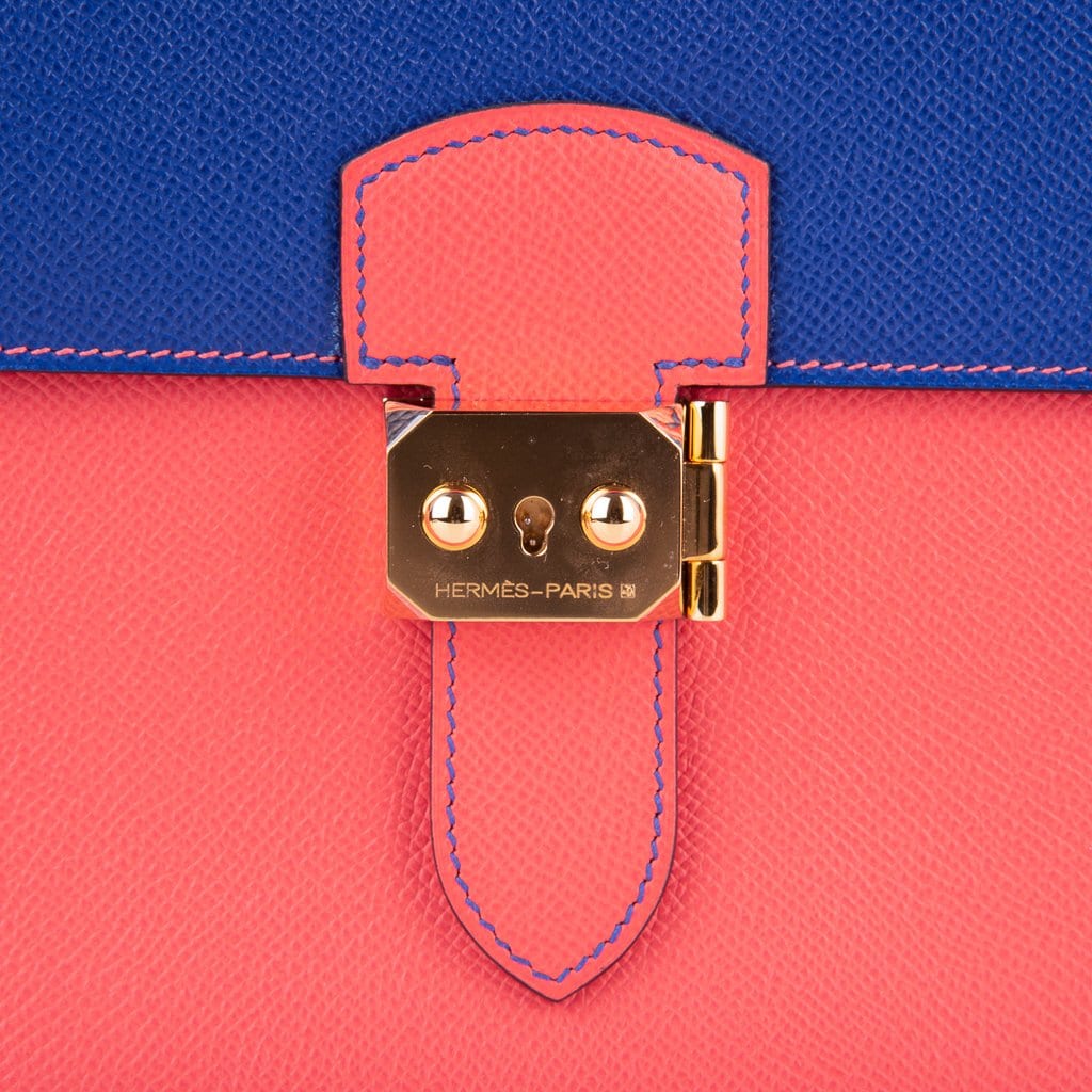 Hermès Special Order HSS Sac a Depeches 27 Electric Blue and Rose Jaipur Epsom with Gold Hardware – Limited Edition Hermes Limited Edition Special Order HSS Sac a Depeches 27 Bag Electric Blue & Rose Jaipur Epsom with Gold Hardware - view 5