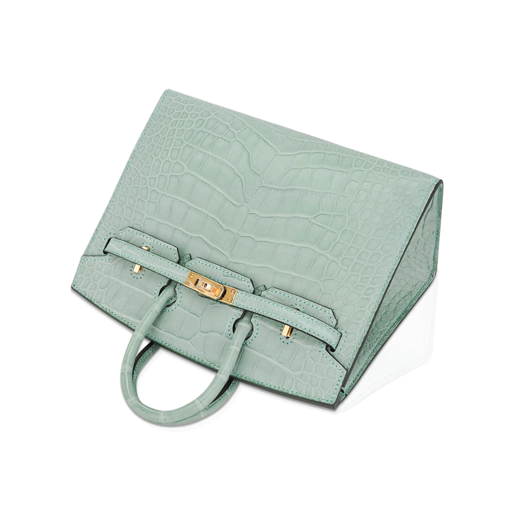 Hermès Birkin 20 Sellier Vert D’Eau Matte Alligator with Gold Hardware – Limited Edition Hermes Limited Edition Birkin 20 Sellier Bag Vert D’Eau Matte Alligator with Gold Hardware - view 10
