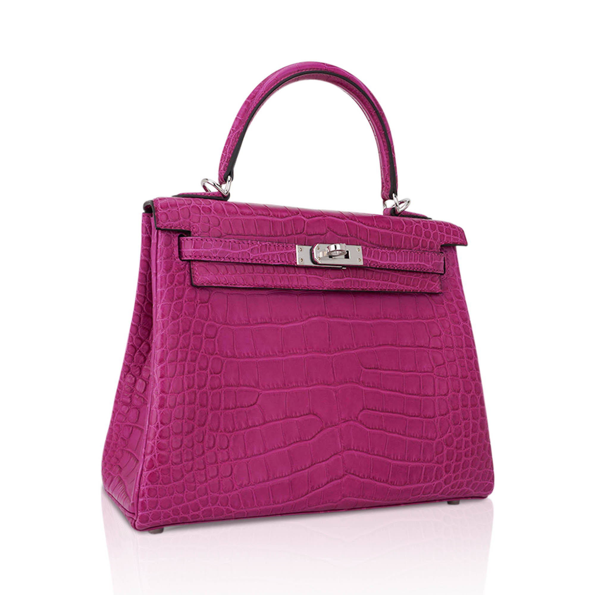 Hermès Kelly 25 Retourne Rose Scheherazade Matte Alligator with Palladium Hardware Hermes Kelly 25 Retourne Bag Rose Scheherazade Matte Alligator with Palladium Hardware - view 2