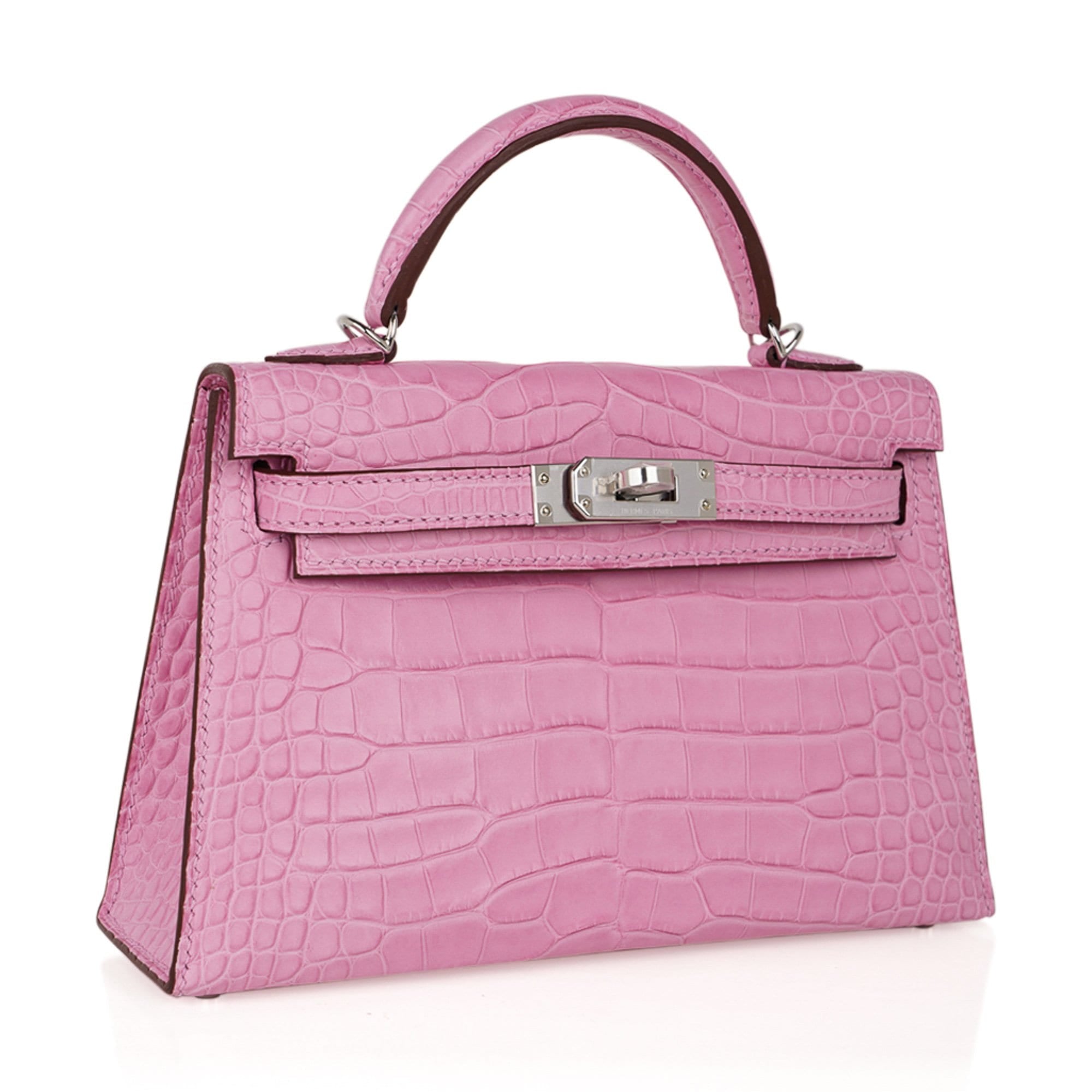 Hermès Kelly 20 Mini Sellier 5P Pink Matte Alligator Palladium – Limited Edition Hermes Kelly 20 Mini Sellier Bag 5P Pink Matte Alligator Palladium Limited Edition - view 4